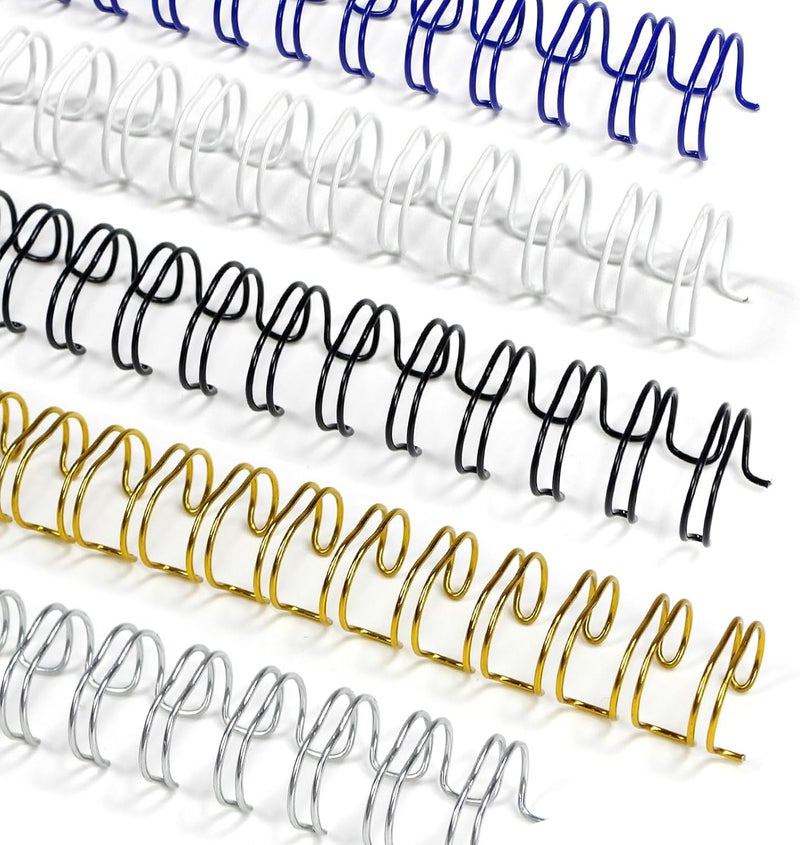 RAYSON 3/8 Inch Wire Binding Spines, Multicolor, 3:1 Pitch Double Loop Binding Wires 9.5mm, 32-Loop Wire Ring Pack of 100 with Black, Gold, Blue, White, Silver - Image 1